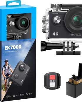 AKASO EK7000 4K30FPS 20MP WiFi Action Camera with EIS Ultra HD 131FT Waterproof Underwater Camera Remote Control 4X Zoom Support External Microphone Black