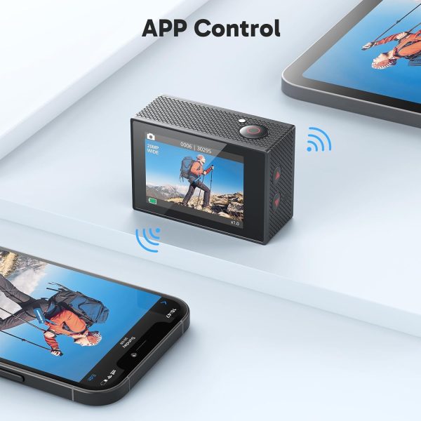 AKASO EK7000 4K30FPS 20MP WiFi Action Camera with EIS Ultra HD 131FT Waterproof Underwater Camera Remote Control 4X Zoom Support External Microphone Black - Image 8