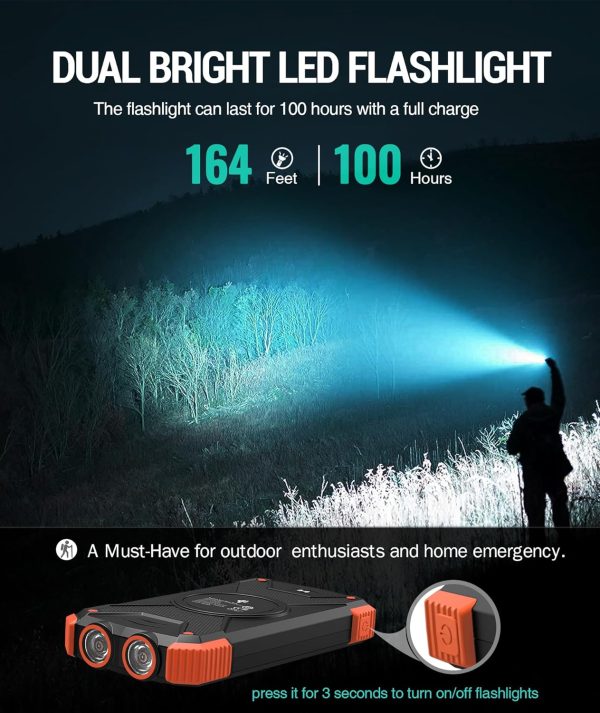 BLAVOR Solar Charger Power Bank 10,000mAh, Portable Wireless Charger, 20W Fast Charging External Battery Pack with USB C for Cell Phones, Solar Panel Charger with Dual Flashlight for Camping - Image 7