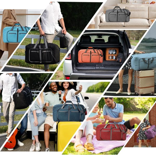 Duffle Bag with Shoes Compartment and Adjustable Strap,Foldable Travel Duffel Bags for Men Women,Waterproof Duffel Bags - Image 8