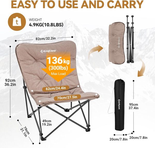 KingCamp Butterfly Chair, Oversized Thick Padded Comfy Camping Chairs Portable Folding Chair 400lbs Heavy Duty Seat with High Backrest & Carry Bag for Outdoor Indoor Patio Lawn Home Living Bed Room - Image 2