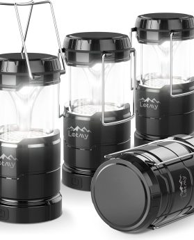 LETMY 4 Pack Camping Lanterns for Power Outages - Dimmable & 3 Color Modes, Battery Powered Lantern, Collapsible, Water Resistant Lantern Flashlight for Emergency, Hurricane, Storms, Outdoor Survival