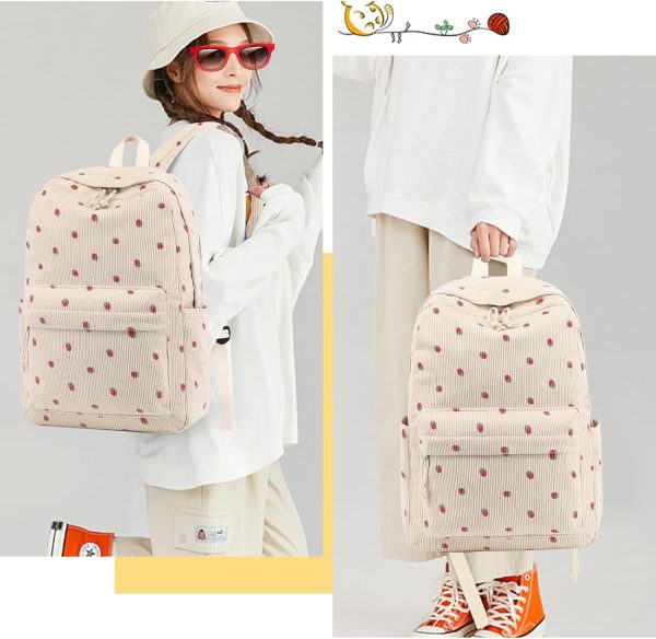 School Backpack for Teen Girls Bookbags Elementary High School Corduroy Laptop Bags Women Travel Daypacks - Image 2
