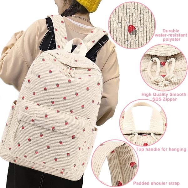 School Backpack for Teen Girls Bookbags Elementary High School Corduroy Laptop Bags Women Travel Daypacks - Image 3