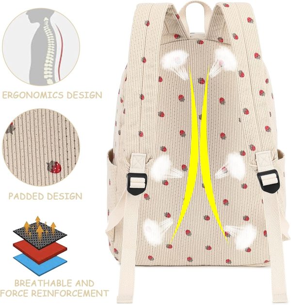 School Backpack for Teen Girls Bookbags Elementary High School Corduroy Laptop Bags Women Travel Daypacks - Image 5