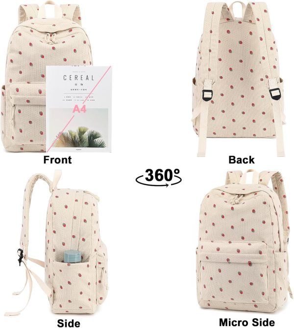 School Backpack for Teen Girls Bookbags Elementary High School Corduroy Laptop Bags Women Travel Daypacks - Image 6