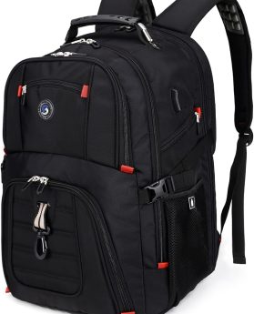 SHRRADOO Extra Large 50L Travel Laptop Backpack with USB Charging Port, College High School Backpack Airline Approved Business Work Bag Fits 17 Inch Computer for Men Women