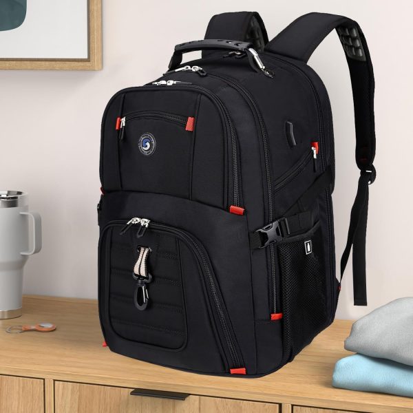 SHRRADOO Extra Large 50L Travel Laptop Backpack with USB Charging Port, College High School Backpack Airline Approved Business Work Bag Fits 17 Inch Computer for Men Women - Image 2