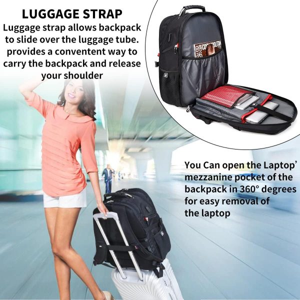 SHRRADOO Extra Large 50L Travel Laptop Backpack with USB Charging Port, College High School Backpack Airline Approved Business Work Bag Fits 17 Inch Computer for Men Women - Image 5