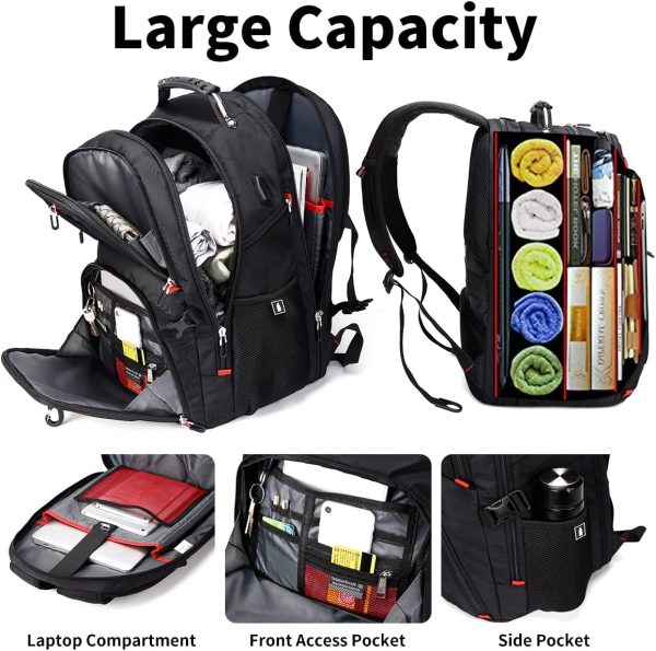 SHRRADOO Extra Large 50L Travel Laptop Backpack with USB Charging Port, College High School Backpack Airline Approved Business Work Bag Fits 17 Inch Computer for Men Women - Image 7