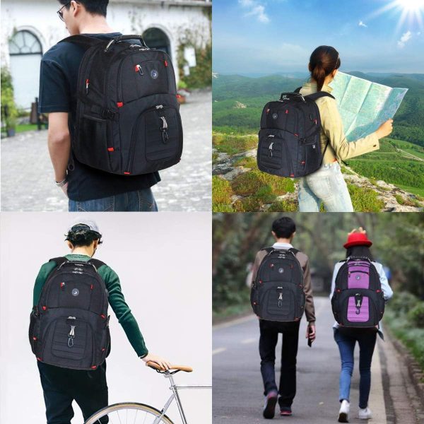 SHRRADOO Extra Large 50L Travel Laptop Backpack with USB Charging Port, College High School Backpack Airline Approved Business Work Bag Fits 17 Inch Computer for Men Women - Image 8