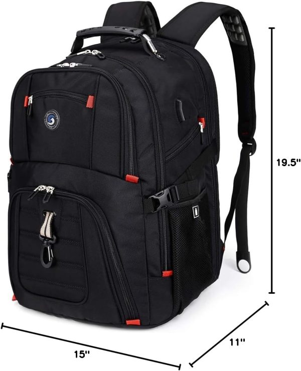 SHRRADOO Extra Large 50L Travel Laptop Backpack with USB Charging Port, College High School Backpack Airline Approved Business Work Bag Fits 17 Inch Computer for Men Women - Image 9